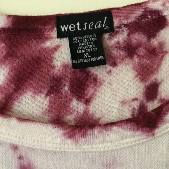 Wet Seal Shirt Womens XL Tie‎ Burgundy Dye Top Long Sleeves Lightweight - Picture 7 of 12